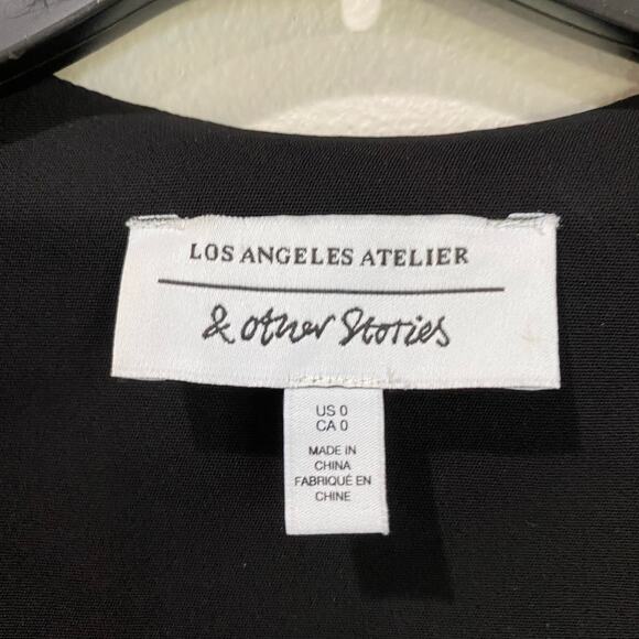 & Other Stories Black Jumpsuit W Retro Triangle Diamond Studded Buttons Size 0 - Picture 4 of 11